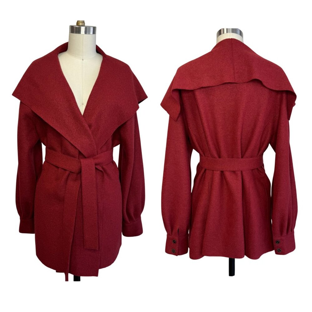 Beyond Threads Burgundy Alpaca/Wool Made in Peru Shawl collar Coat Women's sz L